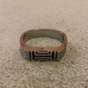 Tory Burch For Fitbit 6” Silver Metal Hinged Bracelet